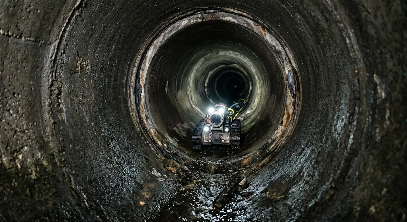 Robotic sewer camera inspecting pipe interior for Sewer Line Repair in El Dorado